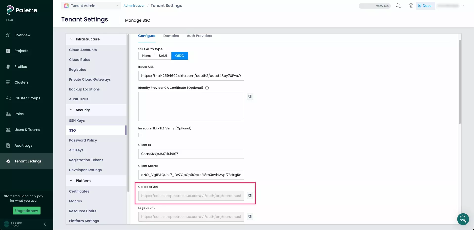Copy Callback URL