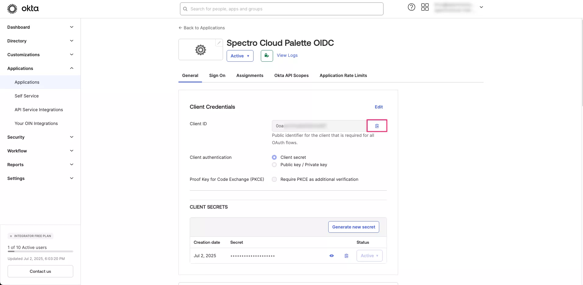 Copy the Client ID